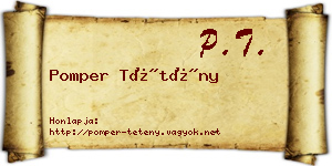 Pomper Tétény névjegykártya
